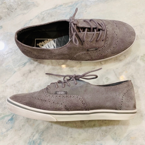 Vans Gray Leather Wingtip Lace Up Skater Sneakers